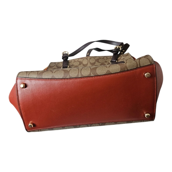 COACH Kleo Carryall In Signature Canvas Brown & Burnt Orange - Picture 3 of 6